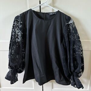 Zara Black Blouse Puffy Sleeves